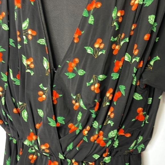 H&M asymmetric ruffle cherry print black dress - Picture 6 of 10